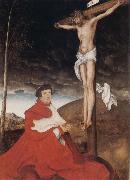 Hans holbein the younger Cardinal Albrecht of Branden-burg before the Crucifiel Christ Spain oil painting artist
